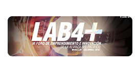 Logo del evento LAB4+ de Procolombia en Medellín, Colombia con participación de Zykax