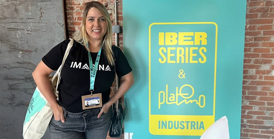 Cristina Bustamante de ZYKAX en Iberseries Platino Industria en Madrid, representando la industria audiovisual colombiana